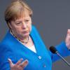 Kanzlerin Angela Merkel (CDU) bei ihrer vermutlich letzten Regierungsbefragung im Bundestag. 
