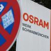 Schild vor dem Werk von Osram in Schwabmünchen.