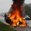 Ein Jaguar ist auf der A7 bei Altenstadt ausgebrannt.