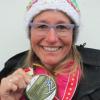 Skirennfahrerin Andrea Nöll strahlt mit ihrer WM-Bronzemedaille.  	