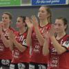 Wann Haunstettens Mannschaftsführerin Patricia Horner (ganz rechts mit Chiara Joerss, Sara Irmler und Mona Hoffmann) ihr Team wieder für ein Handball-Punktspiel in der Dritten Liga aufs Feld führen darf, steht noch in den Sternen.  	
