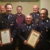 Ehrungen bei der Feuerwehr: (von links) Hans Hofmann, Martin Hofmann, Bürgermeister Werner Siebert, Siegfried Singer, Kreisbrandmeister Bernhard Mayer und Kommandant Florian Singer. 	