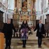 Organist Peter Bader (von links), Sopranistin Maria Rosendorfsky und Trompeter Thomas Seitz begeisterten ihr Publikum in der Frauenkirche mit einem festlichen Osterkonzert.
