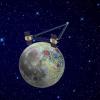 Grafische Darstellung der US-Zwillingssonden «Grail» und des Mondes.  Die Nasa-Zwillings-Sonden «Grail» (Ebb und Flow) sind planmäßig auf dem Mond zerschellt. Foto: NASA/JPL-Caltech dpa