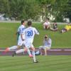 Relegation zur Landesliga, Kissing (weiß) gegen Ottobeuren 1:0 Jubel vom Torschützen Dominik Koch und Dominik Pöhlmann (20) 