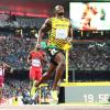 Ein gewohntes Bild: Usain Bolt überquert als Erster die Ziellinie. Bei den Olympischen Sommerspielen in Rio will er diesen Erfolg wiederholen.