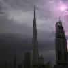 Blitze über dem höchsten Gebäude der Welt. Über Dubai tobte vergangene Nacht ein heftiges Gewitter. Das Burj Khalifa ist mit 828 Metern das höchste Gebäude der Erde.