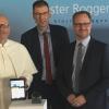 Bezirkstagspräsident Martin Sailer, Prior Pater Stefan Kling, Bürgermeister Stölzle und Landrat Freudenberger (von links) beim Start der virtuellen Tour.