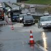 Hochwasser / Wetter / Autobahn A 8 bei Adeslried / Fahrbahn bei Adelsried Richtung München Überflutet