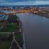 Blick auf das Hochwasser der Elbe in Dresden: Der Pegelstand der Elbe beträgt momentan 5,58 Meter.