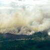 Eine Luftaufnahme vom Waldbrand in der Nähe von Ljusdal.