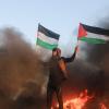 Ein Demonstrant in Gaza mit palästinensischen Fahnen (Archivbild).