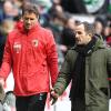 FCA-Co-Trainer Jens Lehmann (l) und Chef-Coach Manuel Baum sind vom FC Augsburg entlassen worden.