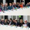Die Spitzenvertreter von Union (oben) und SPD beraten in Berlin.