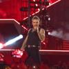 Der britische Popstar Robbie Williams während seines Konzerts in München.