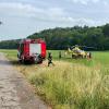 Nach einem Rettungseinsatz am Rothdachweiher in Babenhausen wurde ein Mann mit dem Hubschrauber ins Krankenhaus geflogen.