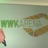 Jürgen Schrameier, Vorstandschef der WWK Versicherungen, präsentierte gestern das Logo der Augsburger Fußball-Arena. 	