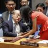 Die UN-Botschafterin der USA, Nikki Haley, reicht ihrem chinesischen Kollegen Liu Jieyi die Hand.  	 	