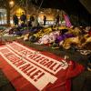 Asylbewerber übernachten in einem Protestlager in München nahe des Sendlinger Tors. 