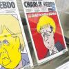 50 Titelblätter des französischen Satiremagazins „Charlie Hebdo“ bei einer Ausstellung, die an der Universität Augsburg die Zeitschrift und Frankreich in den Mittelpunkt rückte. 