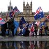 Proeuropäische Brexit-Gegner demonstrieren vor dem britischen Parlament für einen Verbleib in der EU: Parteifreunde sehen Regierungschefin Theresa May in einer aussichtslosen Situation. 