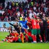 Marokkos Spieler jubeln nach dem Sieg gegen Portugal.