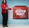 SPD-Spitzenfrau Andrea Nahles bei der Präsentation der Rentenreform von 2014 mit der "Rente mit 63" und der "Mütterrente".