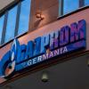 Das Logo von Gazprom Germania GmbH, ehemaliges Tochterunternehmen der Gazprom Export des russischen Gasversorgers Gazprom, in Berlin.
