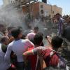 Palästinenser inspizieren des Ort eines istraelischer Luftangriffs. Foto Mohammed Saber
