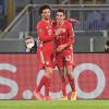 Könnten bald Nationalmannschaftskollegen sein: Die Bayern-Profis Leroy Sané und Jamal Musiala (r).