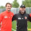 Wenn es nach FCA-Trainer Martin Schmidt (Mitte) geht, waren die Transfers von Tin Jedvaj (links) und Stephan Lichtsteiner die letzten Aktivitäten auf dem Transfermarkt.