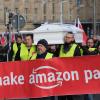 Wie hier in Leipzig haben auch in Graben am Freitag Beschäftigte des Online-Versandhandels Amazon für bessere Arbeitsbedingungen sowie angemessene Bezahlung protestiert.