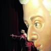Ein riesiges Mozart-Porträt schmückt die Oper "I hate Mozart". Foto: Sigmund/TA