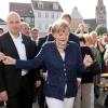 Kanzlerin Angela Merkel bei einer CDU-Wahlveranstaltung in Brandenburg: Umfragepassagen fast wortgleich in der Regierungserklärung. 