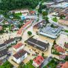 Blick auf die überschwemmte Ravne na Koroškem, rund 60 Kilometer nordöstlich von Sloweniens Hauptstadt Ljubljana.