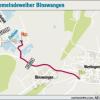 Den Gemeindeweiher Binswangen kann man über die Umgehungsstraße des Dorfes erreichen. Nach der Abzweigung in Richtung Höchstädt führt eine Teerstraße direkt zum Gemeindeweiher.