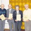 Ehrungen in Utzmemmingen (von links): Oberschützenmeister Thomas Eichberger, Adelbert Müller (Gründungsmitglied), Baltasar Faaß (GM), Norbert Herrling, Hiltrud Dangelmaier (GM), Franz Gritzbach, Erich Böstler. Auf dem Bild fehlen Gisela Nesnidal, Hubert Fischer (GM), Siegfried Keil (GM), Alfons Neher und Mathias Schelke.