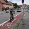 Der Fahrradstreifen in der Katharinenstraße in Landsberg.