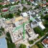 Das 40-Millionen-Projekt der Caritas: Eine Drone macht diesen ungewöhnlichen Blick von oben auf das im Bau befindliche neue Pflegeheim der Caritas möglich. In der Mitte ist das bestehende Altenheim aus dem Jahr 1973 zu erkennen. Der Bau geht zügig voran.