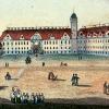 Der 1809 zum Paradeplatz freigelegte Fronhof im Jahre 1820. Der Künstler „belebte“ ihn mit Personengruppen, nicht mit einer militärischen Parade.