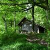 Mitten im Wald steht bei Welden die Ganghofer-Hütte. 