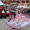 Viele Besucher aus Mindelheim und Umgebung haben sich die italienischen Fahnenschwinger am zweiten Frundsbergfest-Wochenende angeschaut.