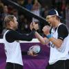 Beachvolleyballer Brink und Reckermann im Olympia-Finale: Nachdem Julius Brink und Jonas Reckermann als erstes deutsches Beachvolleyball-Team der Geschichte das Olympia-Finale erreicht hatten, sanken beide überglücklich in den Sand und genossen den bisher größten Moment ihrer Karriere. 