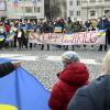 Augsburger solidarisieren sich mit den Menschen in der Ukraine. Am Donnerstagabend fand eine Kundgebung am Rathausplatz statt. 