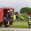 Großübung auf dem Hof der Familie Scharpf in Türkheim: Gleich vier Feuerwehren übten gemeinsam für einen Ernstfall, der hoffentlich nie eintritt.  	