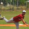 Pitcher Dustin Forrer beim kraftvollen Wurf.