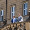 Alexander Dobrindt (links), Vorsitzender der CSU-Landesgruppe im Deutschen Bundestag, und Markus Söder, Ministerpräsident von Bayern und CSU-Parteivorsitzender, stehen im Innenhof von Kloster Banz.