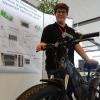 Julian Ruess mit seinem Elektro-Fatbike mit Brennstoffzellen-Antrieb. Der umgebaute Akku hat eine Reichweite von 260 Kilometern. 	