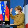 Bei einer Videokonferenz haben Frankreichs Staatschef Macron und Kanzlerin Angela Merkel auch über das Rüstungsprojekt FCAS gesprochen. 