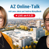 Lena Jakat (links) und Andrea Kümpfbeck diskutieren mit Abonnentinnen und Abonnenten im AZ Online-Talk über Lokaljournalismus.